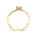 K Initial 14K Yellow Gold Round-Cut White Diamond Ring