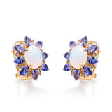 Ada 10K Yellow Gold Oval-Cab Natural African Opal Earrings