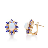 Ada 10K Yellow Gold Oval-Cab Natural African Opal Earrings