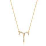 Aries 14K Yellow Gold Round-Cut White Diamond Pendants