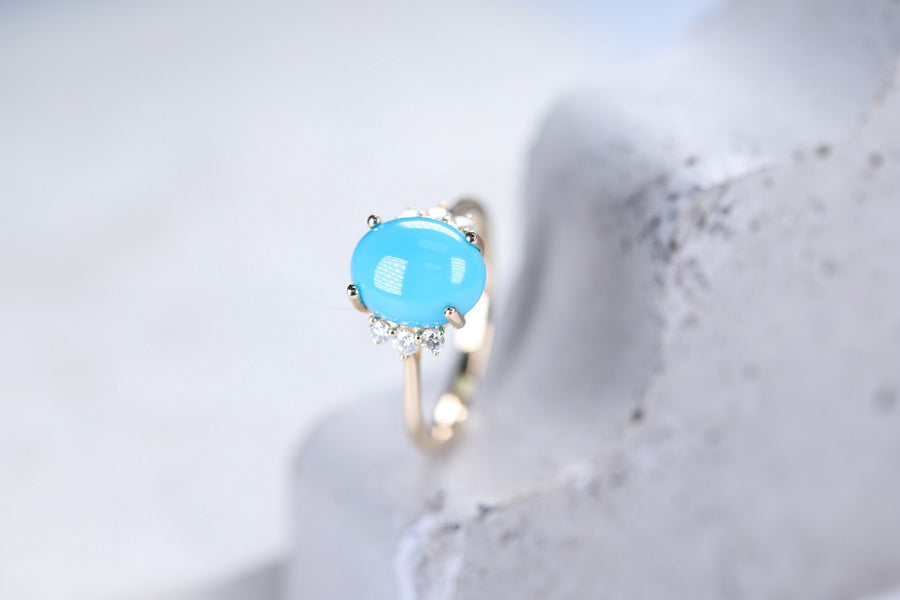 Azaria 14K Yellow Gold Oval-Cut Turquoise Ring