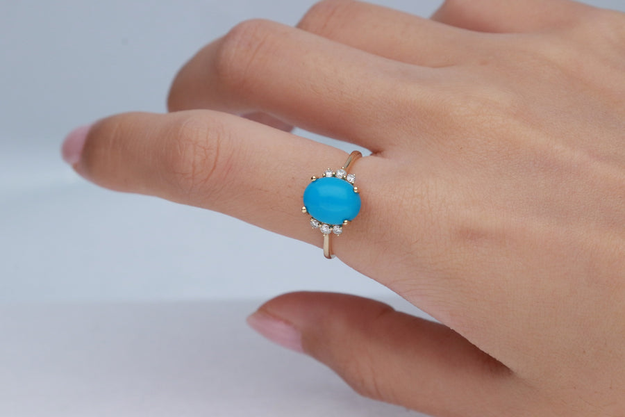 Azaria 14K Yellow Gold Oval-Cut Turquoise Ring