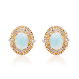 Allison 10K Yellow Gold Oval Cab Natural African Opal Earrings