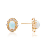 Allison 10K Yellow Gold Oval Cab Natural African Opal Earrings
