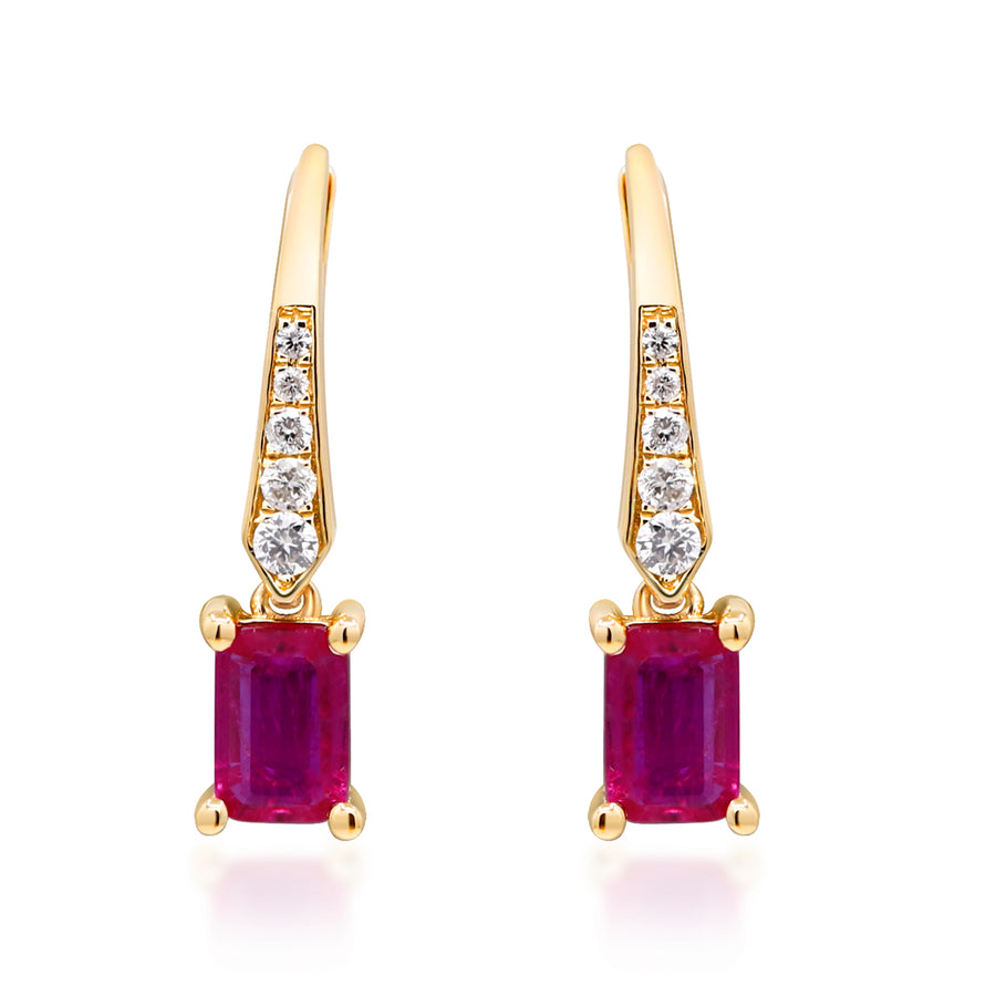 Mila 14K Yellow Gold Emerald-Cut Ruby Earring