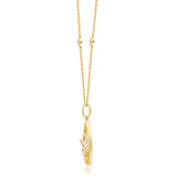 Gin and Grace in collaboration with Smithsonian Museum Collection presents pear pendant with three layer waves Pendant in 14K Yellow gold and Diamond for exclusive everyday look.