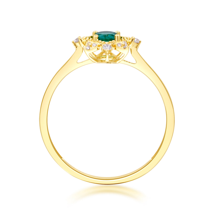 Enchanting Beauty: Esmeralda 14K Yellow Gold Ring with Round-Cut Natural Zambian Emerald