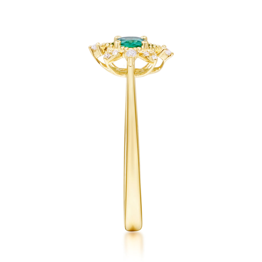Enchanting Beauty: Esmeralda 14K Yellow Gold Ring with Round-Cut Natural Zambian Emerald