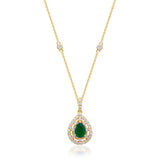 Jaylee 14K Yellow Gold Pear-Cut Natural Zambian Emerald Pendant