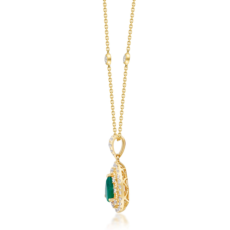 Jaylee 14K Yellow Gold Pear-Cut Natural Zambian Emerald Pendant