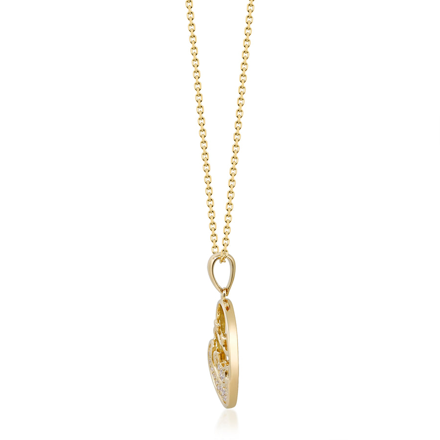 Gin and Grace in collaboration with Smithsonian Museum Collection presents Glamorous, edgy, and dainty 14K Yellow gold diamond wave charm Pendant.
