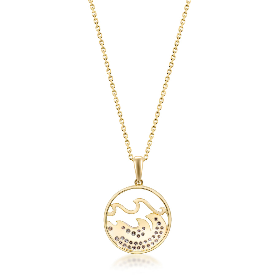 Gin and Grace in collaboration with Smithsonian Museum Collection presents Glamorous, edgy, and dainty 14K Yellow gold diamond wave charm Pendant.