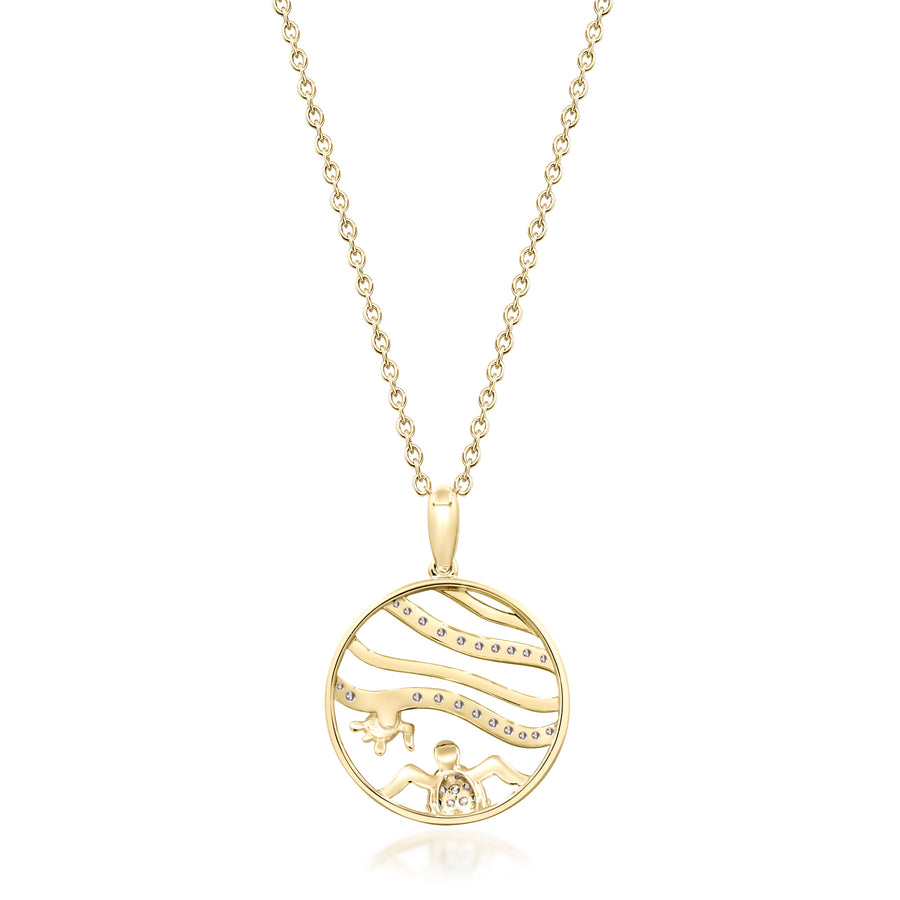 Gin and Grace in collaboration with Smithsonian Museum Collection presents a serene underwater Necklace in 14K Yellow gold and Diamond for exclusive everyday look