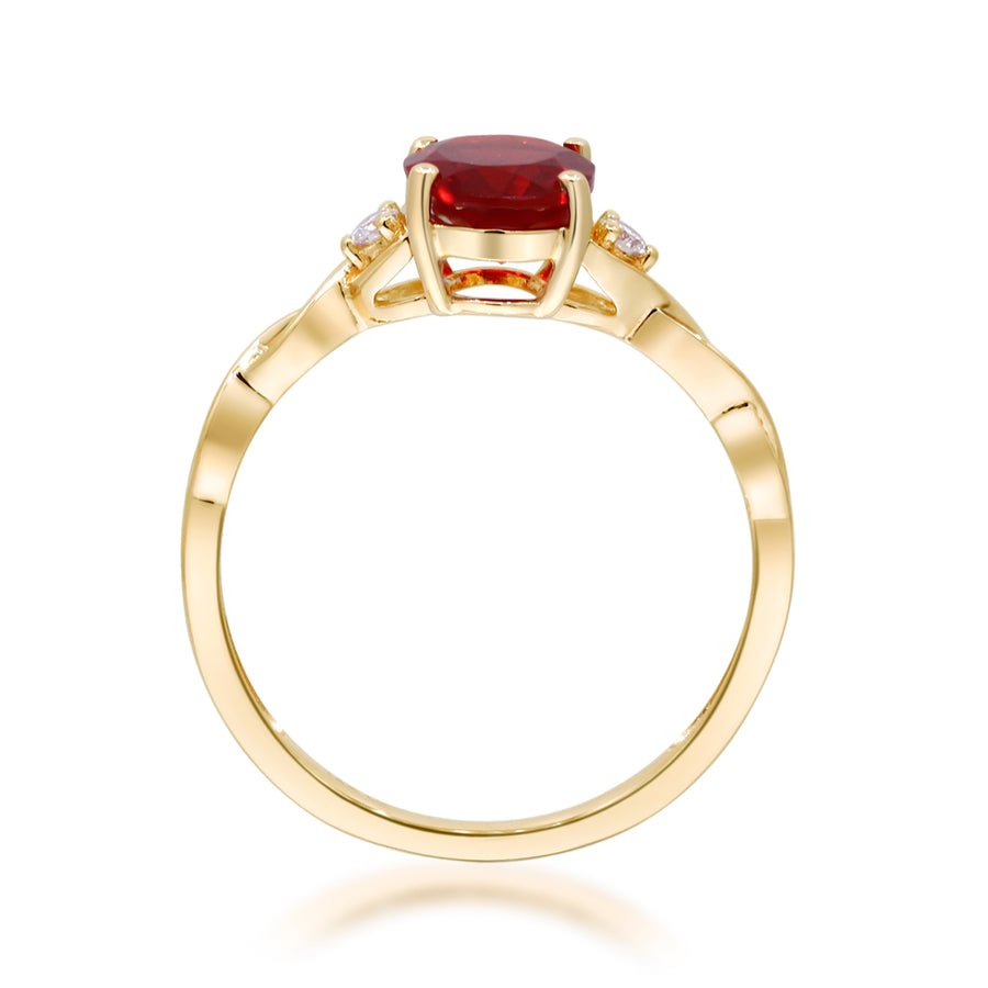 Abby 14K Yellow Gold Oval -Cut Fire Opal Ring