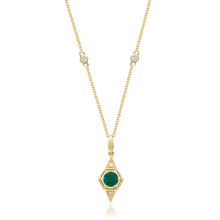 Adia 14K Yellow Gold Round-Cut Natural Zambian Emerald Pendant