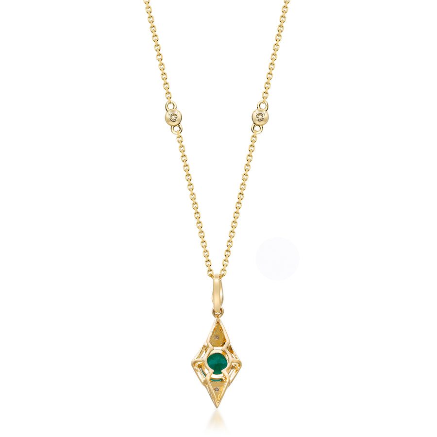 Adia 14K Yellow Gold Round-Cut Natural Zambian Emerald Pendant