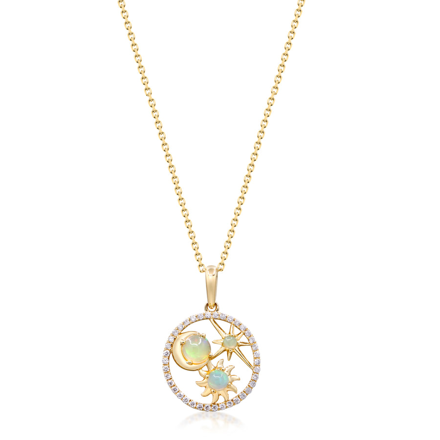 Gin and Grace in collaboration with Smithsonian Museum Collection presents celestial motifs Pendant in 14K Yellow gold and Diamond for exclusive everyday look