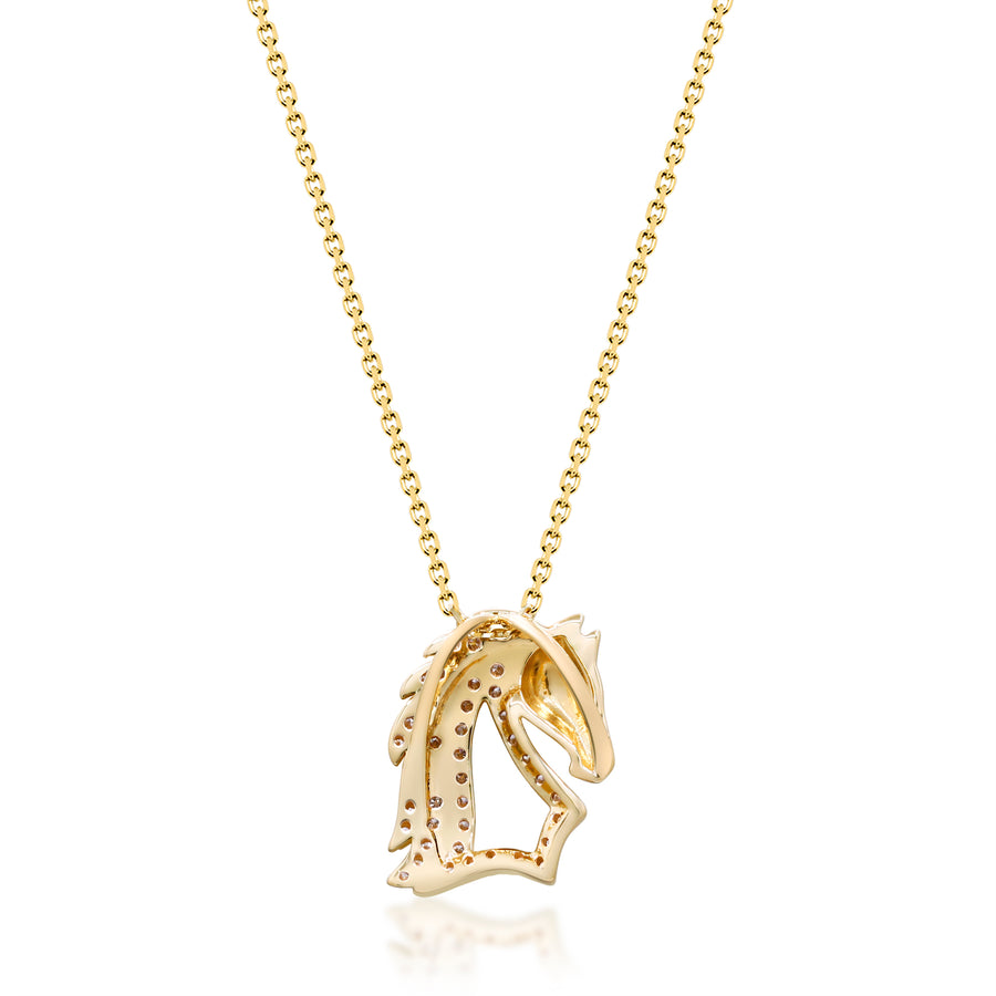 Gin and Grace in collaboration with Smithsonian Museum Collection presents power horse Pendant in 14K Yellow gold and Diamond for exclusive everyday look