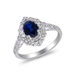 Lydia 14K White Gold Oval-Cut Ceylon Blue Sapphire Ring