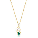 Gin and Grace in collaboration with Smithsonian Museum Collection presents Triumph Natural Zambian Emerald leaf  Pendant in 14K Yellow gold and Diamond for exclusive everyday look