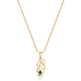 Gin and Grace in collaboration with Smithsonian Museum Collection presents Triumph Natural Zambian Emerald leaf  Pendant in 14K Yellow gold and Diamond for exclusive everyday look