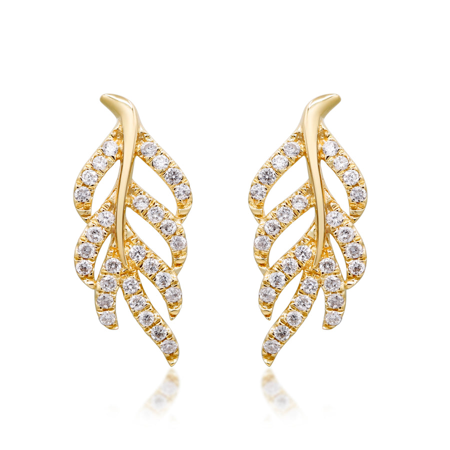 Madison 14K Yellow Gold Round-Cut White Diamond Earring