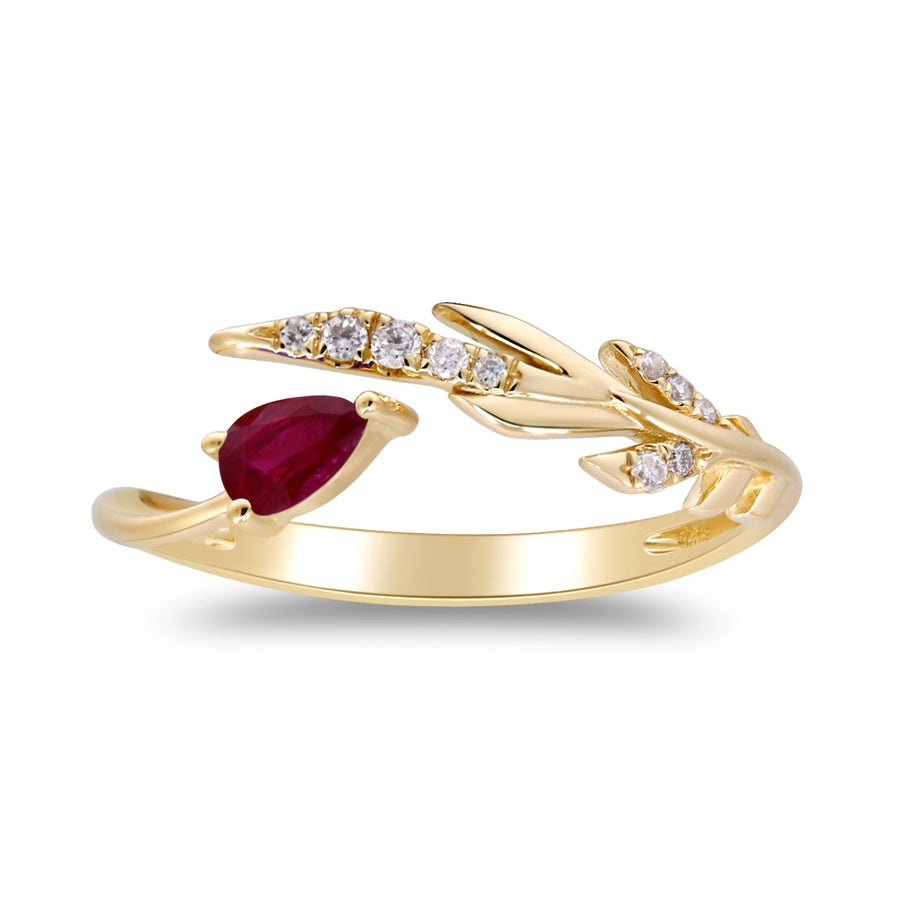 Gin and Grace in collaboration with Smithsonian Museum Collection presents fashion Mozambique Ruby Cuff in 14K Yellow gold and Diamond for casual or dressy looks.