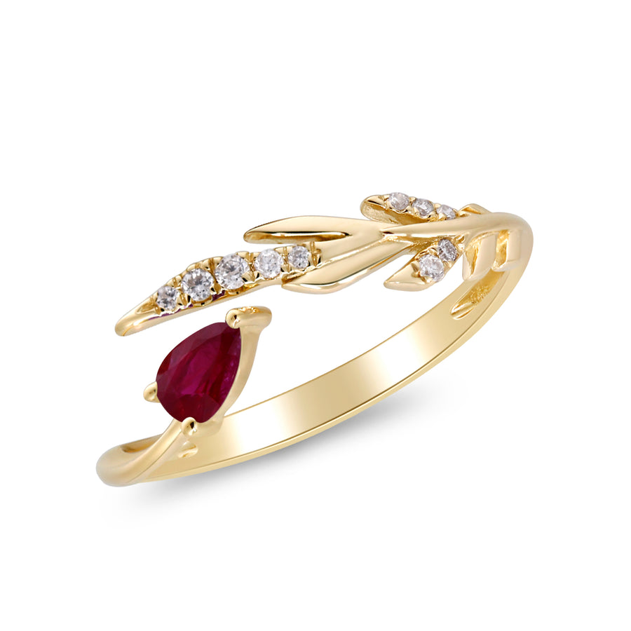 Gin and Grace in collaboration with Smithsonian Museum Collection presents fashion Mozambique Ruby Cuff in 14K Yellow gold and Diamond for casual or dressy looks.
