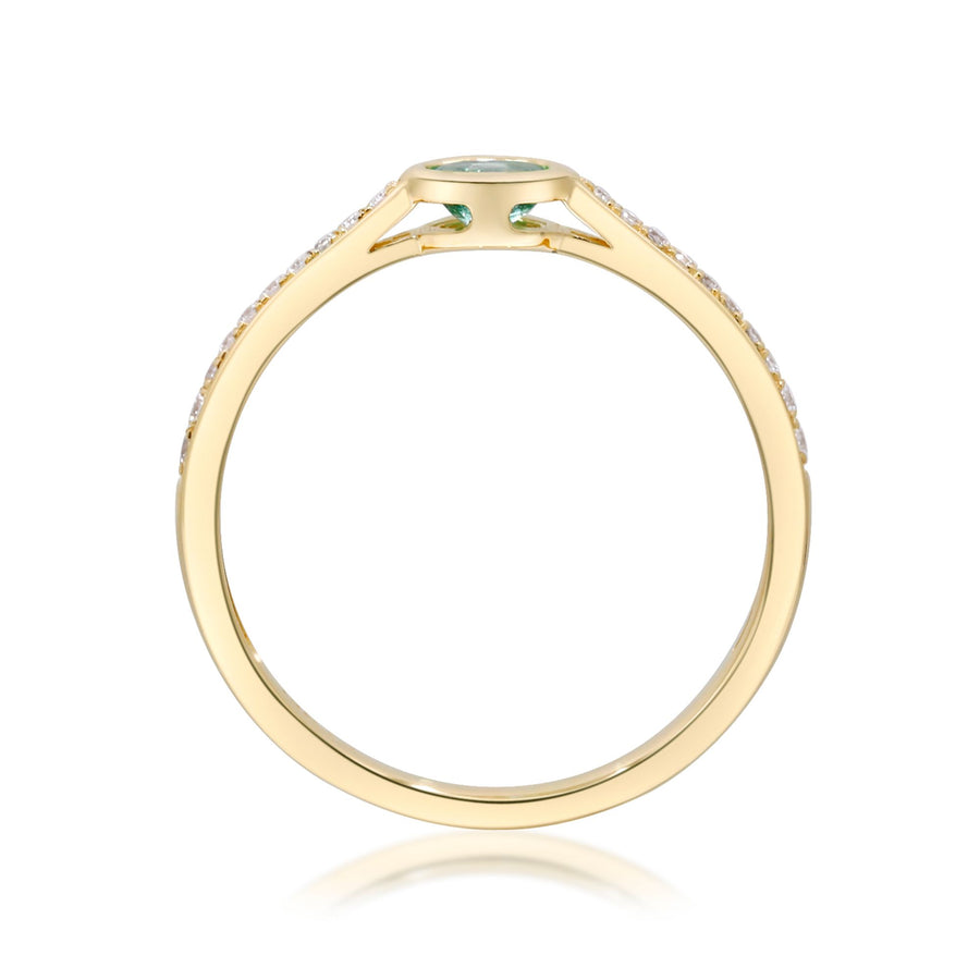 Eva 14K Yellow Gold Ovel-Cut Natural Zambian Emerald Ring