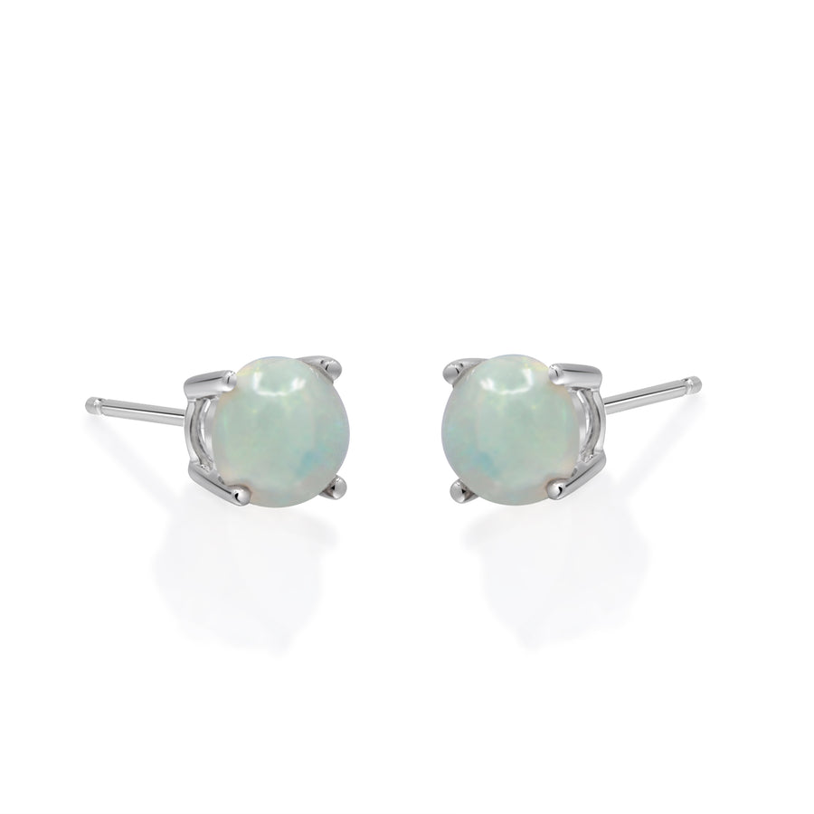 Avalynn 14K White Gold Round-Cut Natural African Opal Earring
