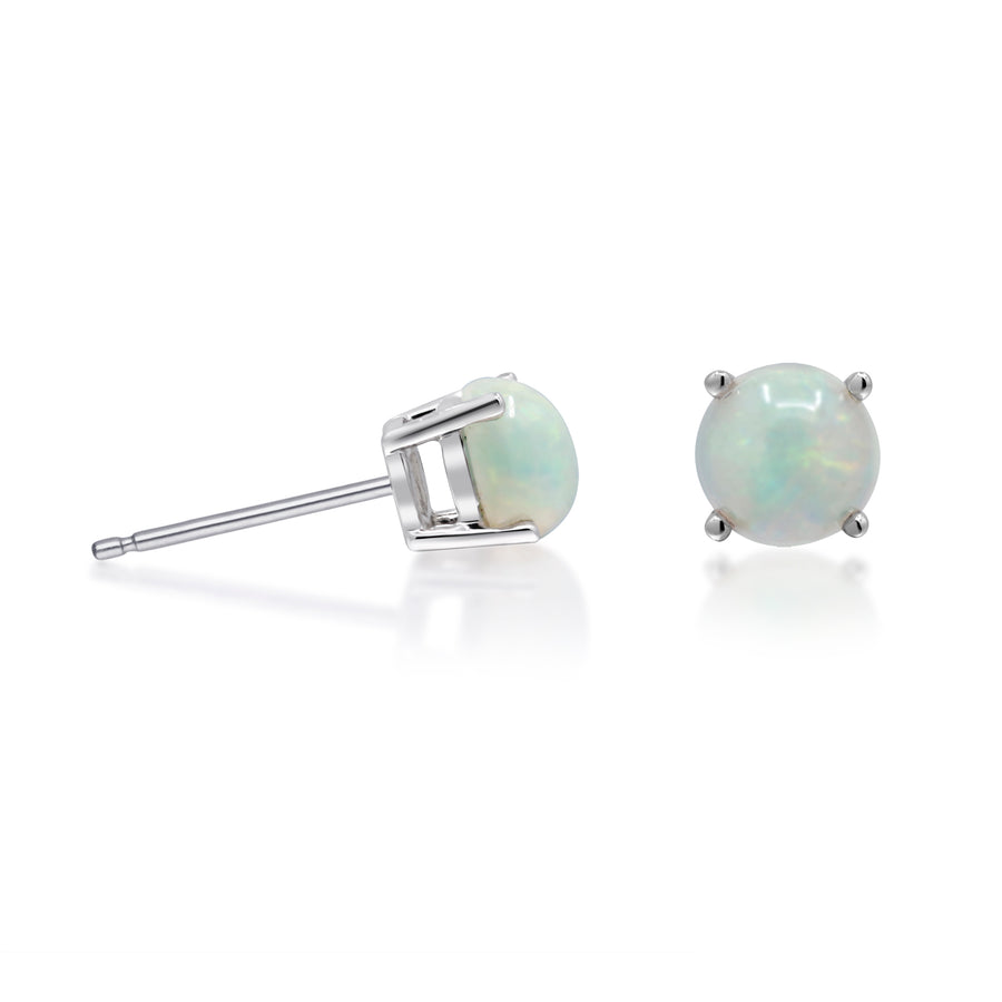 Avalynn 14K White Gold Round-Cut Natural African Opal Earring