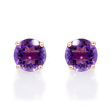 Clare 10K Yellow Gold Round-Cut Brazilian Amethyst Earring