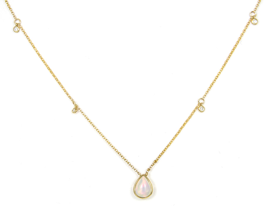 Adalynn 10K Yellow Gold Pear-Cut African Opal Necklace