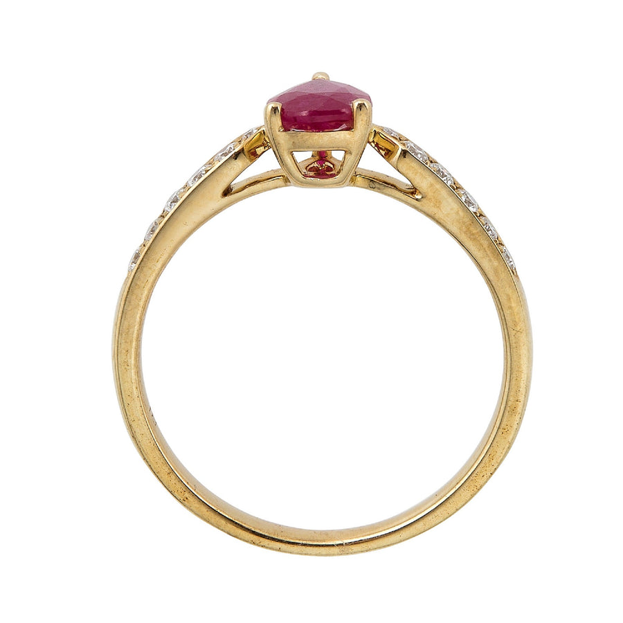 Calliope 10K Yellow Gold Pear-Cut  Mozambique Ruby Ring