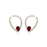 Ari 10K Yellow Gold Pears-Cut Mozambique Ruby Stud Earring