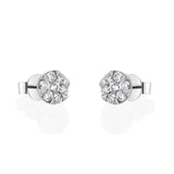 Sparkling Splendor 14K White Gold Round-Cut White Diamond Earring