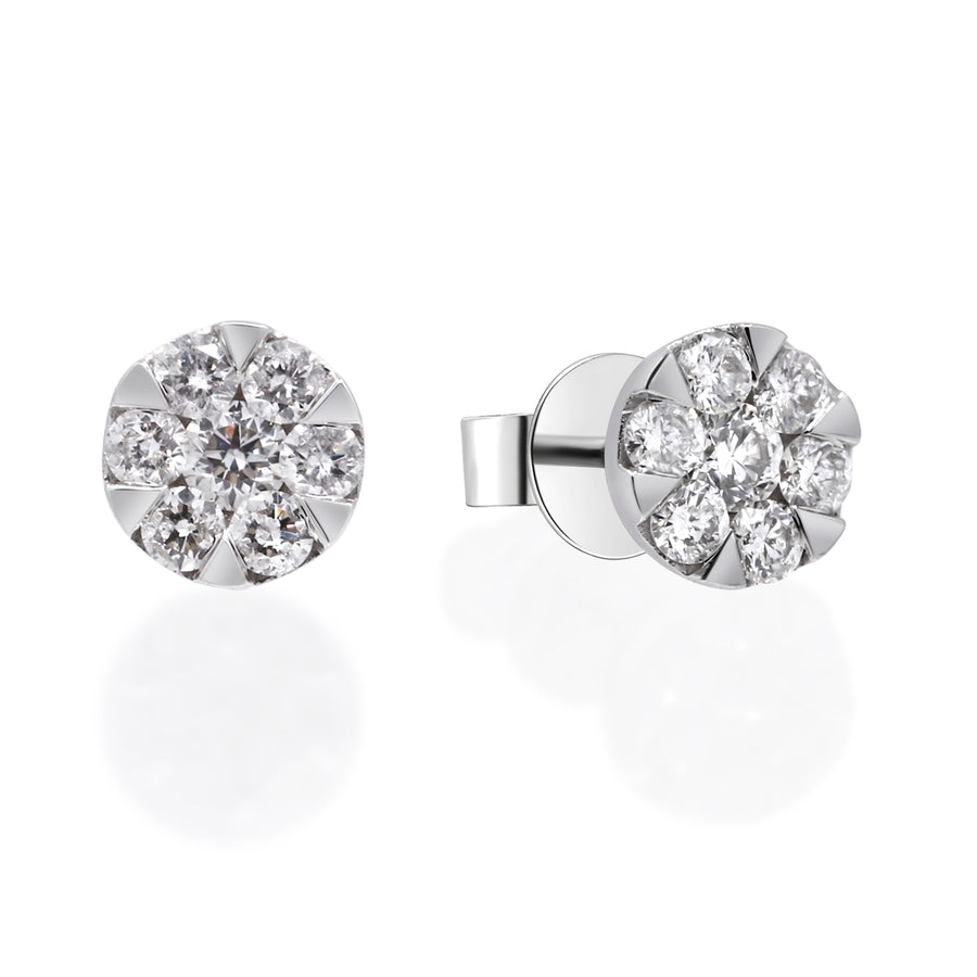 Sparkling Splendor 14K White Gold Round-Cut White Diamond Earring