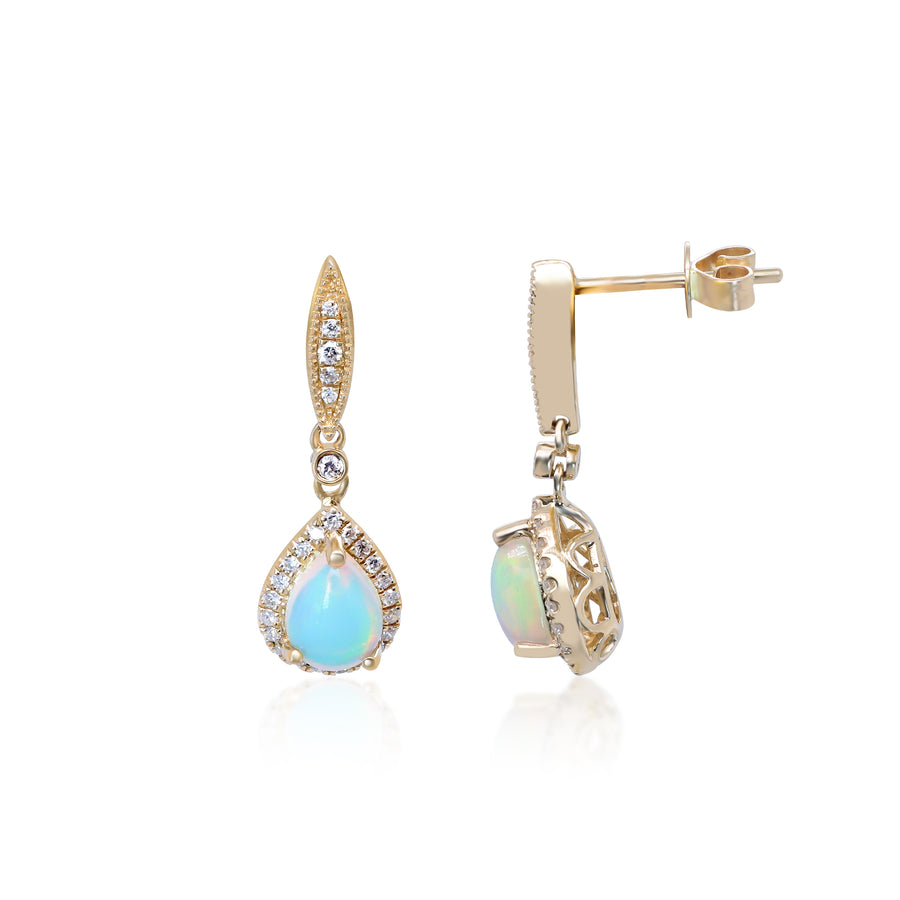Bethany 14K Yellow Gold Pear-shaped Natural African Opal earrings