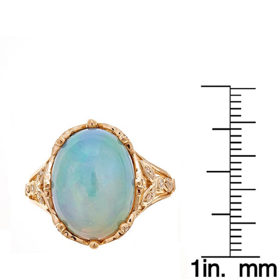 Maya 14K Yellow Gold Oval-Cab Natural African Opal Ring
