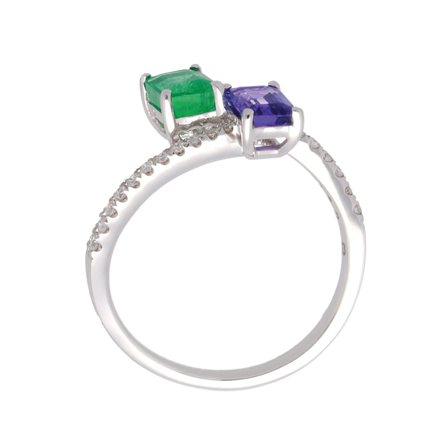 Elegant Simplicity: Sage 14K White Gold Emerald-Cut Emerald Ring