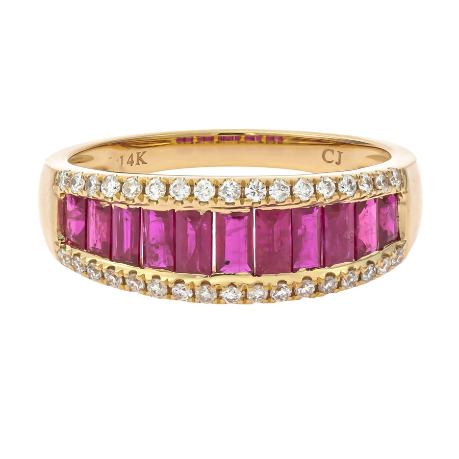 Zoe 10K Yellow Gold Baguette-Cut  Mozambique Ruby Ring