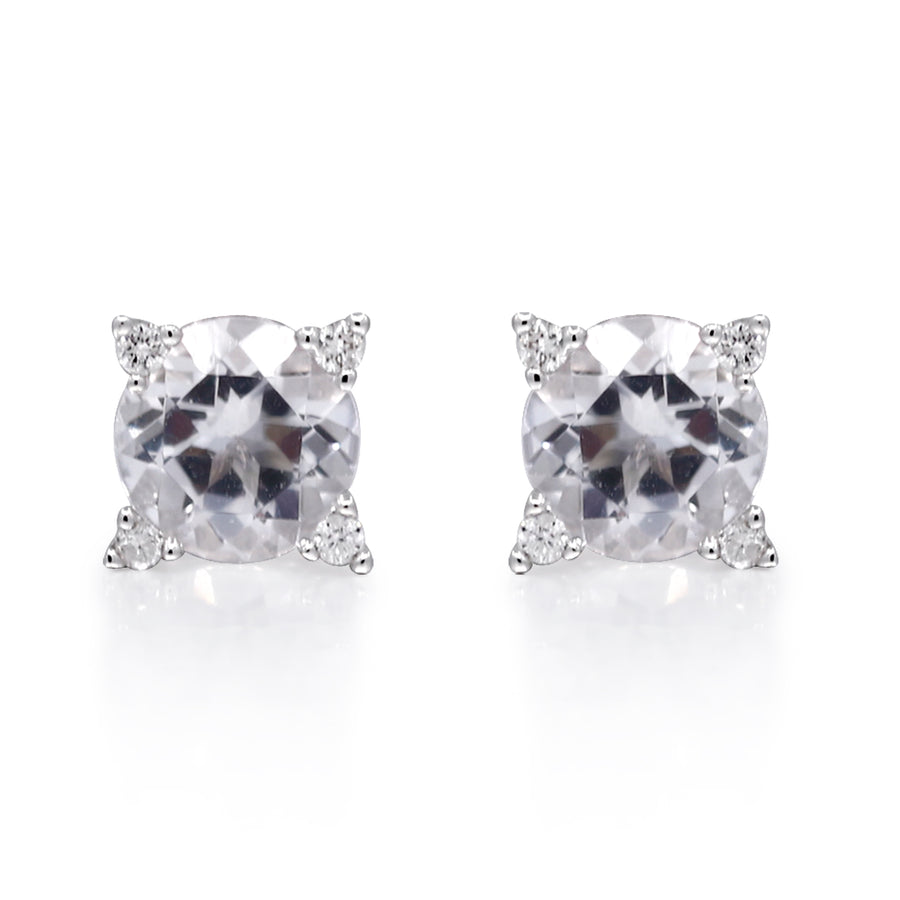 Lucy 10K White Gold Round-Cut White Topaz Earring