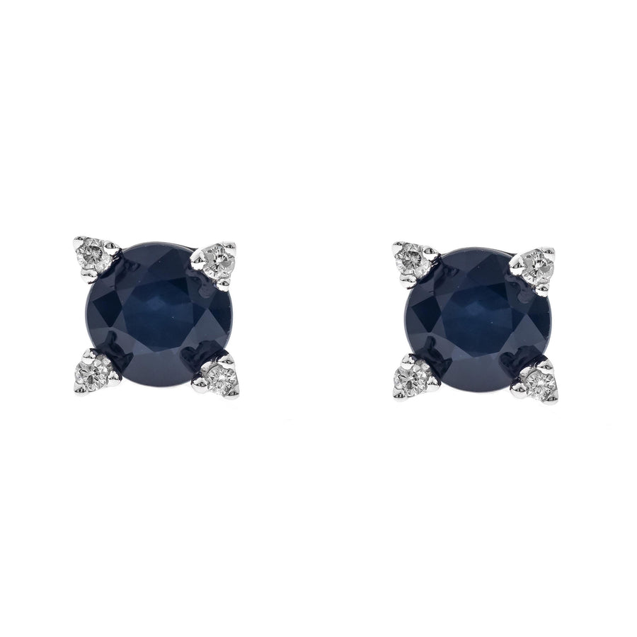 Alessia 10K White Gold Round-Cut Ceylon Blue Sapphire Earring