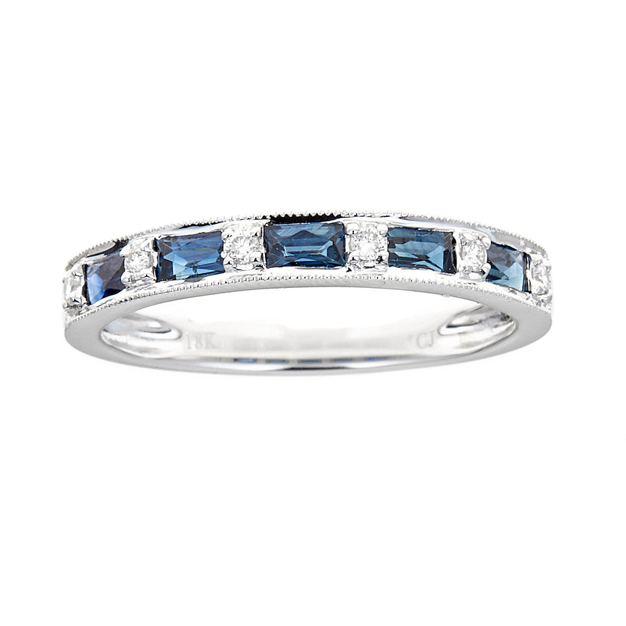 Autumn 14K White Gold Baguette-Cut Blue Sapphire Ring