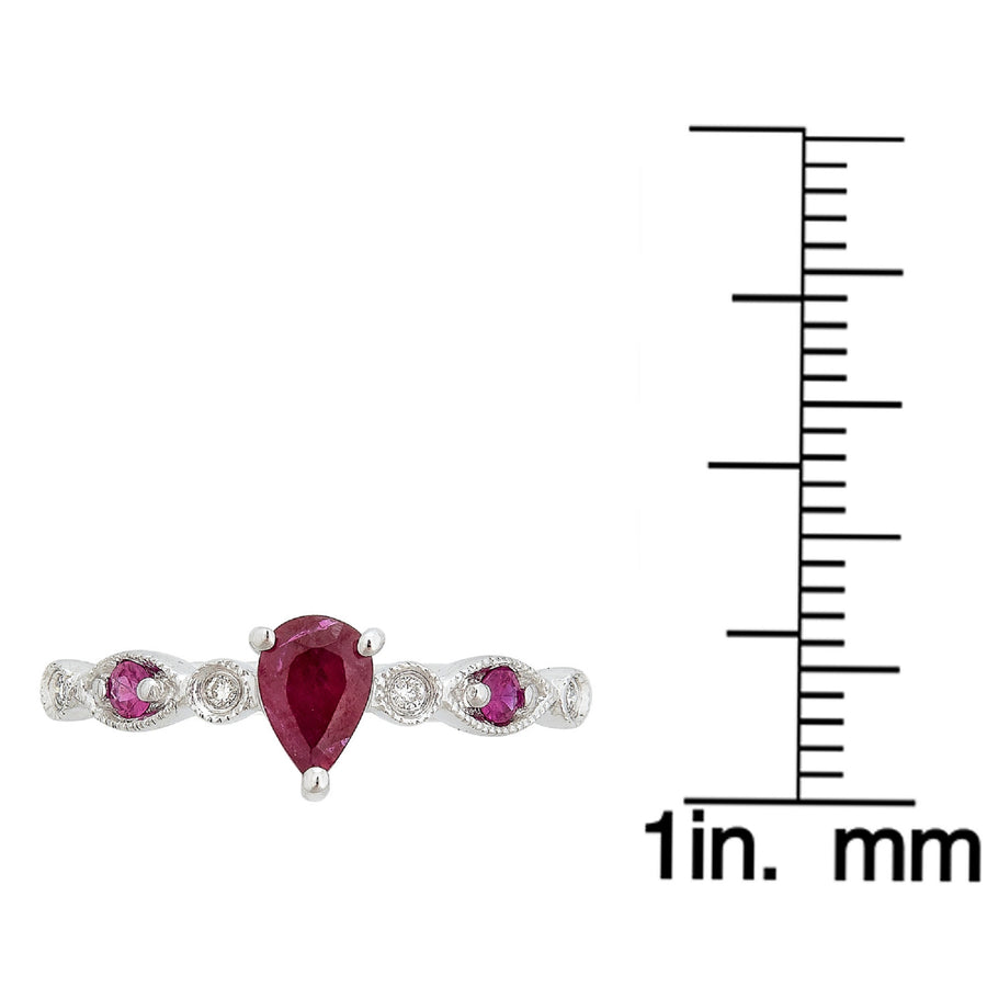 Kimber 10K White Gold Pear-Cut Ruby Ring