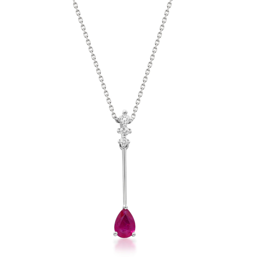 Angel 10K White Gold Pear-Cut Ruby Necklace