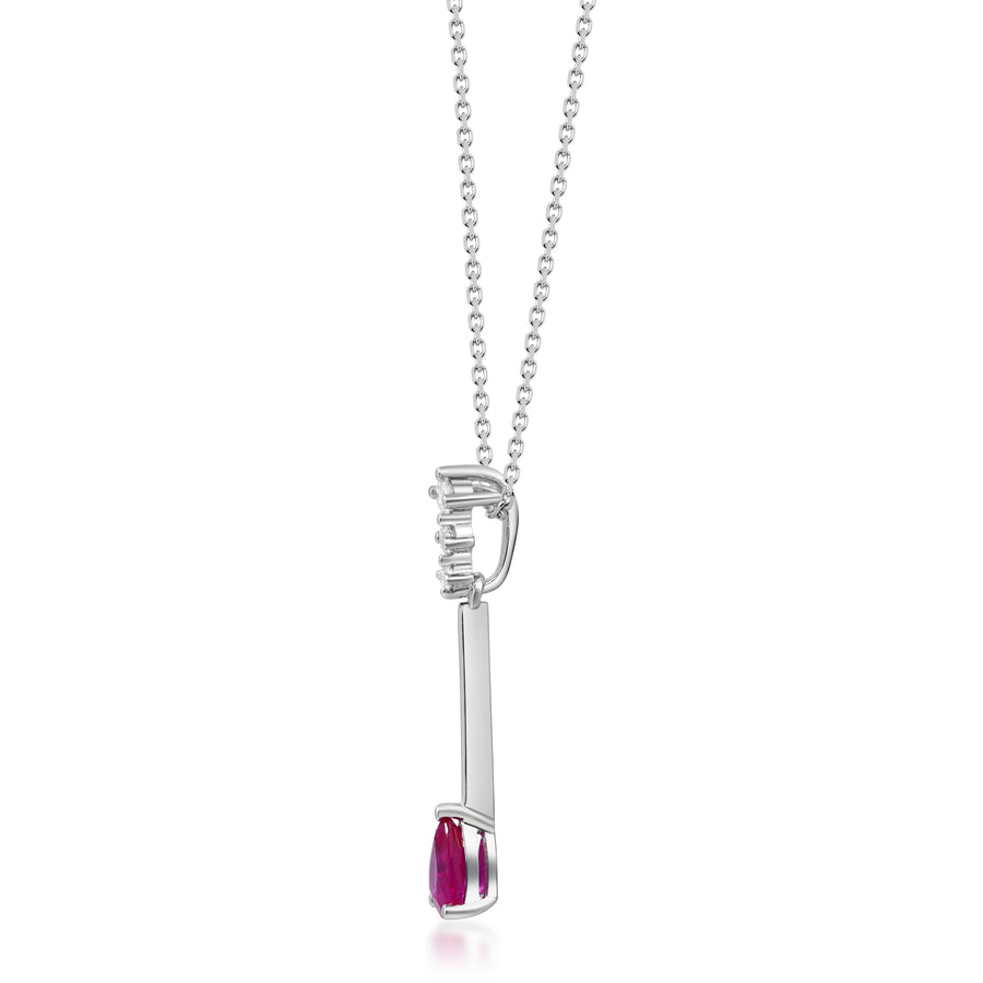 Angel 10K White Gold Pear-Cut Mozambique Ruby Necklace