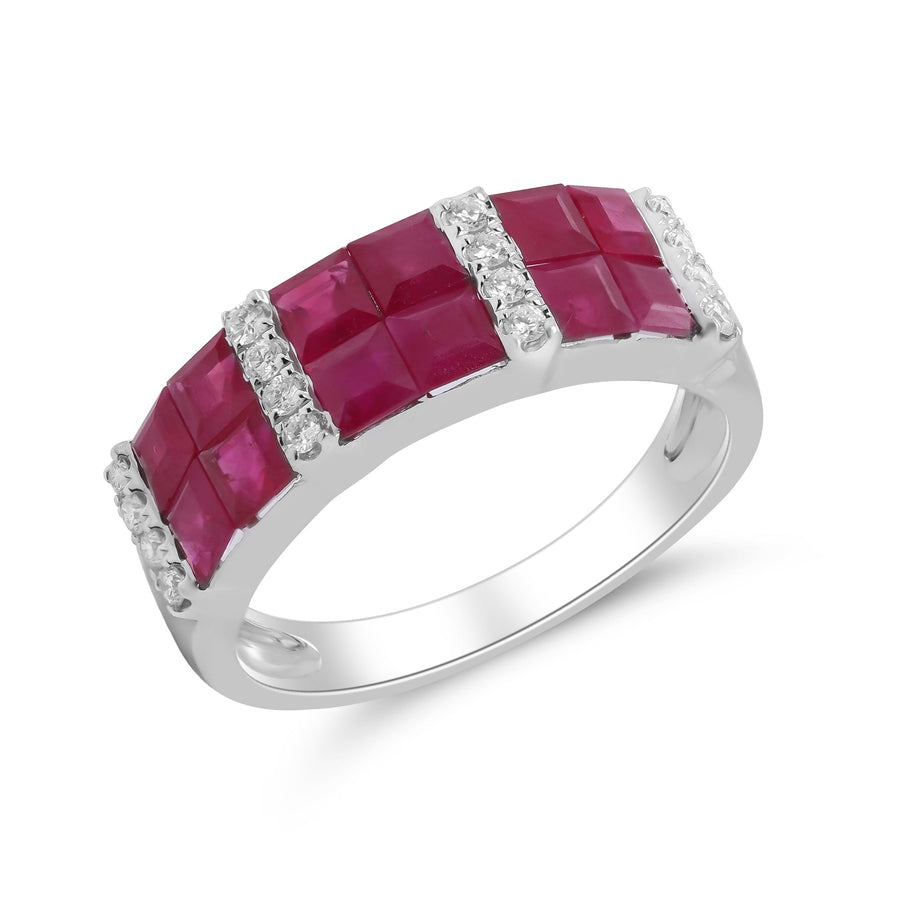 Riley 18K White Gold Square-Cut Mozambique Ruby Ring