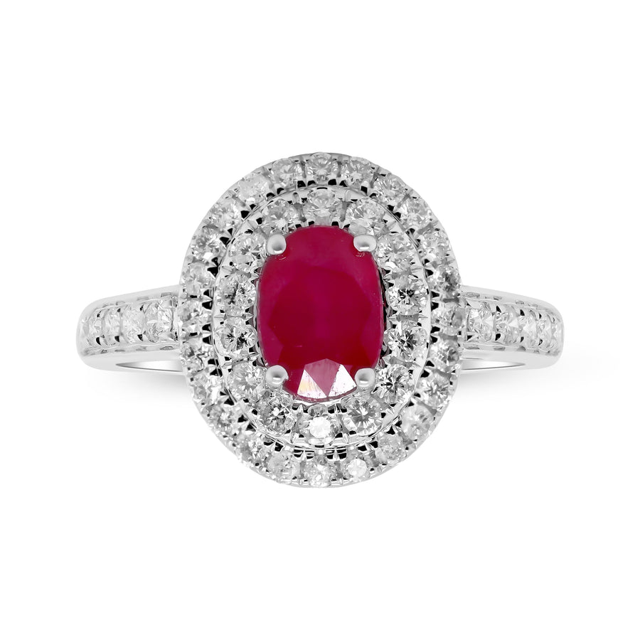 Sophie 14K White Gold Oval-Cut Mozambique Ruby Ring