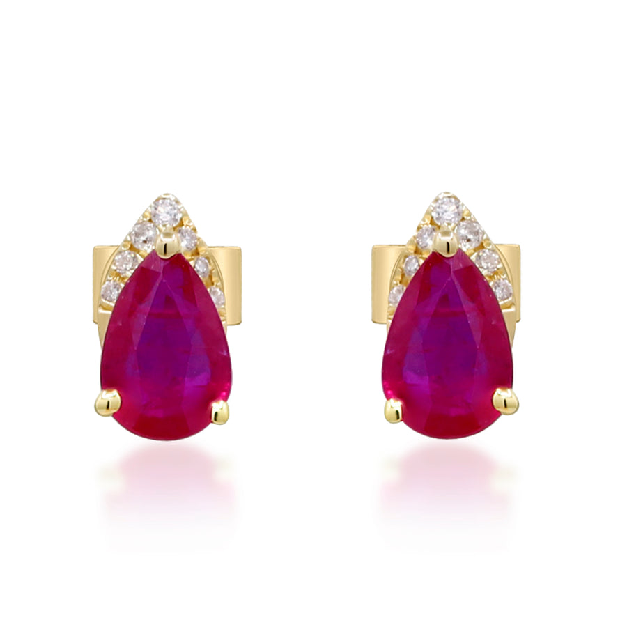 Ariah 10K Yellow Gold Pears-Cut Ruby Earring